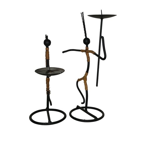 Vintage 1960's Pair of Laurids Lonborg Figure Dancing Candle Holders 9in & 12in - Picture 2 of 13